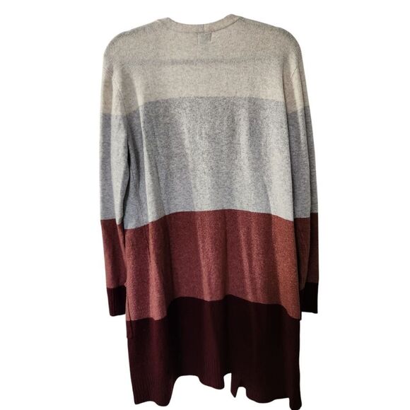 A New Day Womens Long Colorblock Open Front Cardigan Pockets Size Medium - Picture 2 of 6
